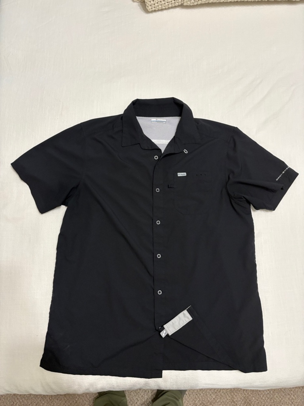 Men's Black Short-Sleeve PFG Slack Tide Camp Button-Up Shirt